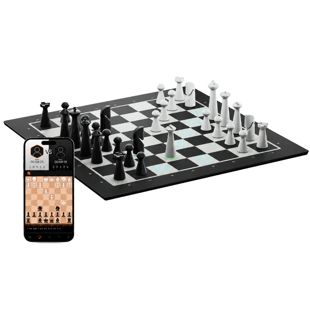 GoChess Pro Modern with the app on a phone